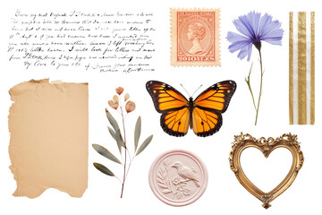 Wall Mural - png vintage bullet journal set, transparent background