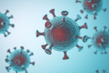 A close up of a virus with a blue background