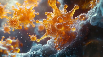 Wall Mural - microscopic virus cell - science illustration