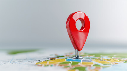 Poster - map pin location marker in focus on a geographical map showcasing navigation and travel concepts
