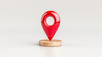 Poster - Location pin on wooden base representing technology and location