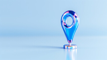 Poster - Location pin and map pin marker in vibrant blue design on soft background