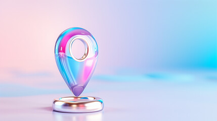 Poster - Location pin marker on abstract background with soft colors and reflections