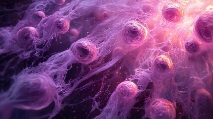 Wall Mural - abstract glowing cells in a cosmic web