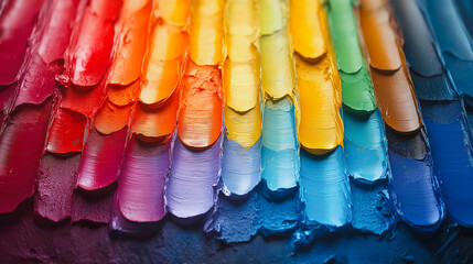 Poster - A rainbow of colors is painted on a wall
