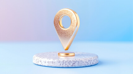 Poster - Location pin and map marker on a surface in pastel colors showcasing modern design and navigation