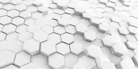 Poster - A captivating abstract design featuring a seamless arrangement of white hexagonal shapes with subtle shadows.
