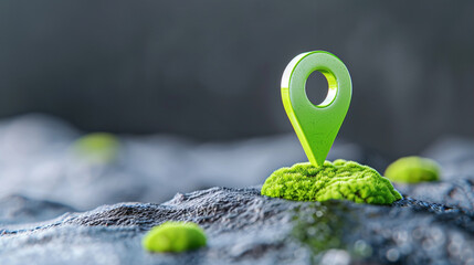 Poster - Location marker positioned on a lush terrain map pin emphasizing navigation and location tracking