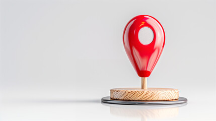 Poster - Location pin marker on wooden base with modern design for navigation and mapping