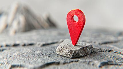 Poster - Map marker location pin on rock surface in outdoor setting for navigation and travel concepts