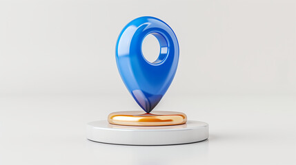 Poster - Location pin on a pedestal with blue design for mapping technology and navigation concepts