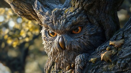 Poster - Close Up of an Owl  in a Tree