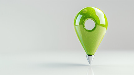 Poster - Map pin design in green color with glossy finish on white backdrop highlighting location and navigation