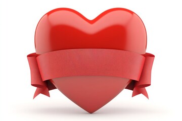 Poster - A heart and a ribbon on a white background. Isolated 3D illustration.