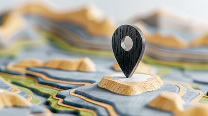 Poster - Map marker on detailed terrain map for location identification and navigation inspiration