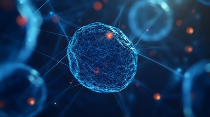 Poster - Abstract Sphere with Interconnected Lines and Orange Glows