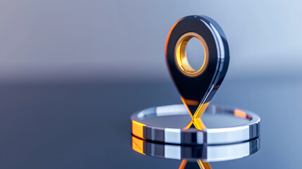  - Map marker pin highlighting location on modern reflective surface