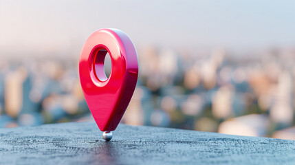Poster - Location pin marker on urban background with clear depth of field