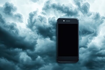 Poster - Smartphone against a dramatic cloudy backdrop, representing communication and technology.
