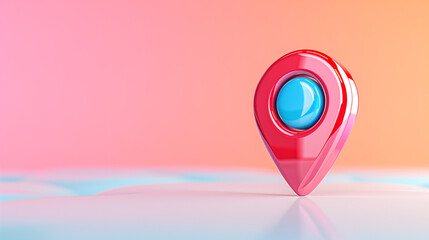 Poster - Location pin map marker in vibrant color against a soft gradient background showcasing navigation and location tracking