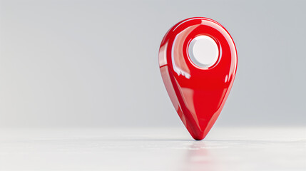 Poster - Map pin icon with location marker design in vibrant red color