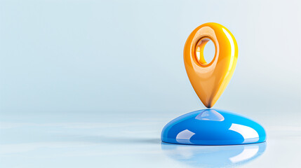 Poster - Location pin map marker icon on blue surface with soft background