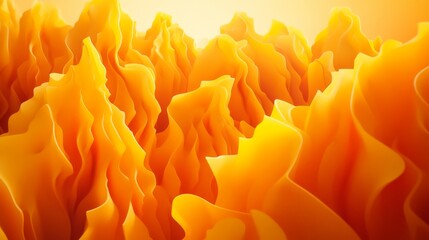 Poster - Three-dimensional rendering of an abstract fold in paper and yellow background. A maze made of paper on a bright yellow background.