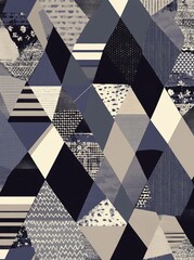 Poster - Triangular ornament with tiles and wallpaper background
