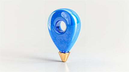Poster - Map pin location marker with glossy blue design on white background for navigation and location tracking