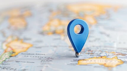Poster - Map pin near travel location on detailed map highlighting exploration and navigation