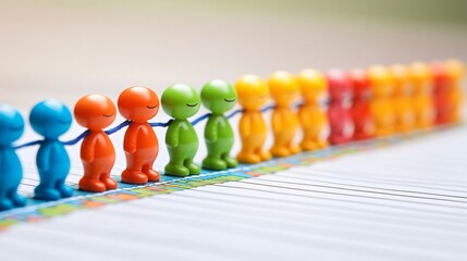 A group of 3D-render cartoon characters working together to lift the line on a stock chart showing teamwork and economic recovery Large space for text in center Stock Photo with copy space