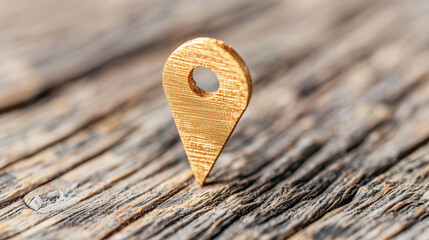 Poster - map pin location marker on wooden background highlighting navigation and travel concepts