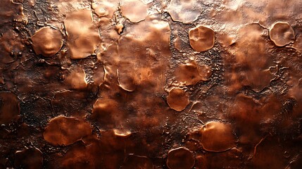 Wall Mural - Textured copper surface with varied patterns and colors.