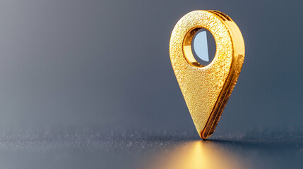 Poster - Location pin with golden texture and shiny finish on dark background