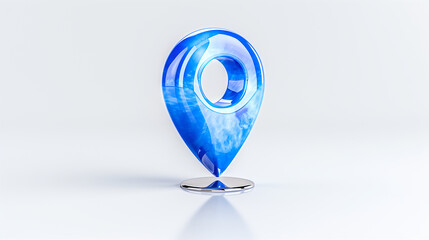 Poster - Location pin marker in blue design with reflective surface and abstract background
