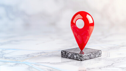 Poster - Map marker on map with vibrant red design for navigation and location tracking