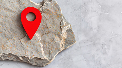 Poster - Location pin and map marker on stone surface for navigation and location tracking