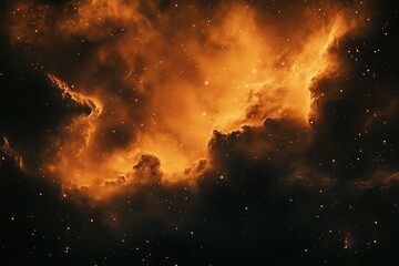 a dark sky with a bright orange cloud in the middle