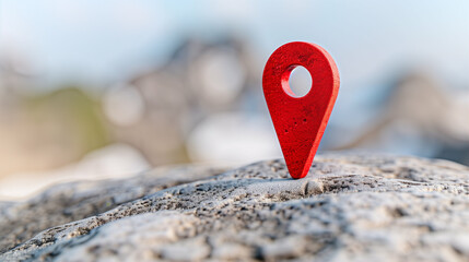 Aufkleber - Location pin on rocky surface with navigation marker for travel and mapping