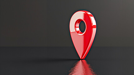 Poster - Location pin and map marker on reflective surface for navigation and location tracking