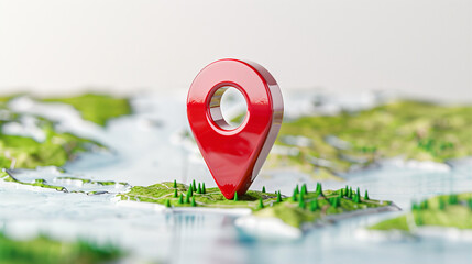 Poster - Map pin on location highlighting geographical area with detailed map features and vibrant colors