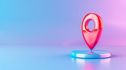 Poster - Location pin and map marker on modern vibrant background for navigation and location tracking
