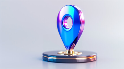Poster - Location pin marker icon design on a shiny surface for navigation purposes