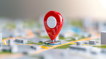 Poster - Map marker on a detailed map representing location and navigation for travel and exploration