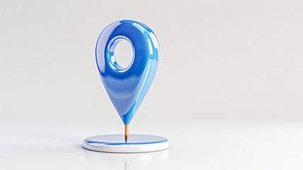 Poster - Location pin in blue glossy design on white background for navigation and mapping purposes