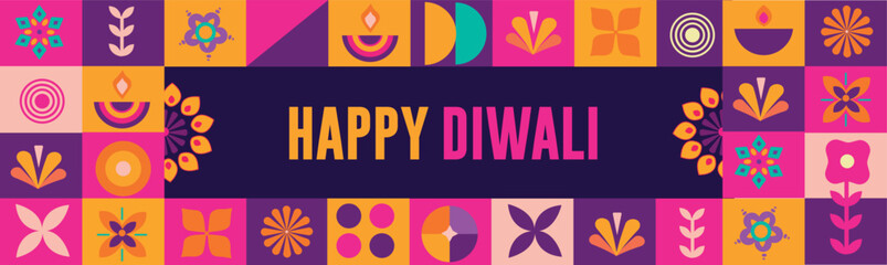 Happy Diwali Celebration template . Diwali illustration of burning diya on Happy Diwali Holiday background for light festival of India