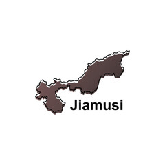 map of Jiamusi vector design template, national borders and important cities illustration