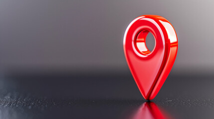 Poster - Location marker on dark background red pin symbol glossy design for maps and navigation