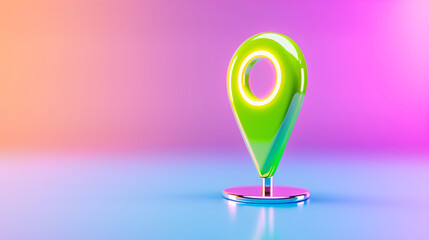 Poster - Location pin marker on colorful background with vibrant tones and reflections