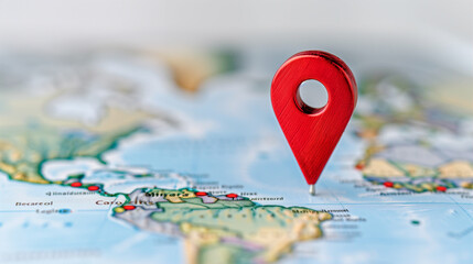 Poster - Map with location pin showing destination on geographical map for travel and navigation purposes